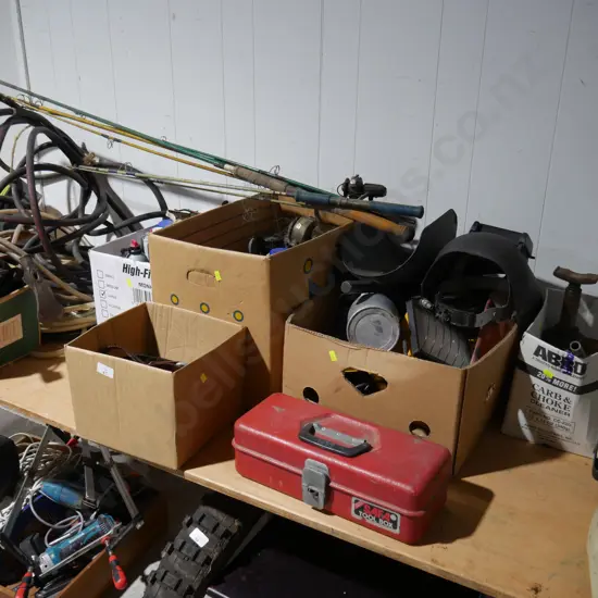 Tools, fishing rods, cleaning products etc