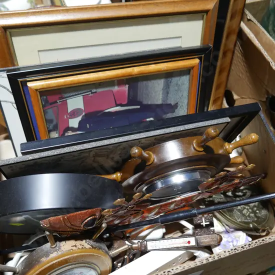 Barometer, clock, prints etc