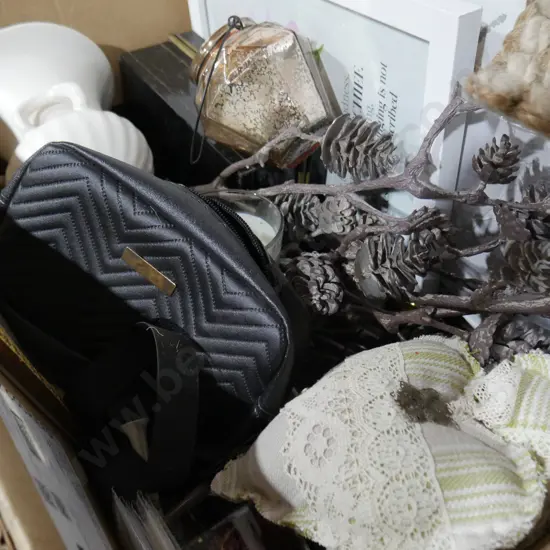 Cash tin, vase, bells etc