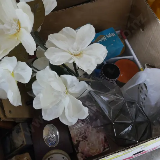 Glass vase, flower press etc