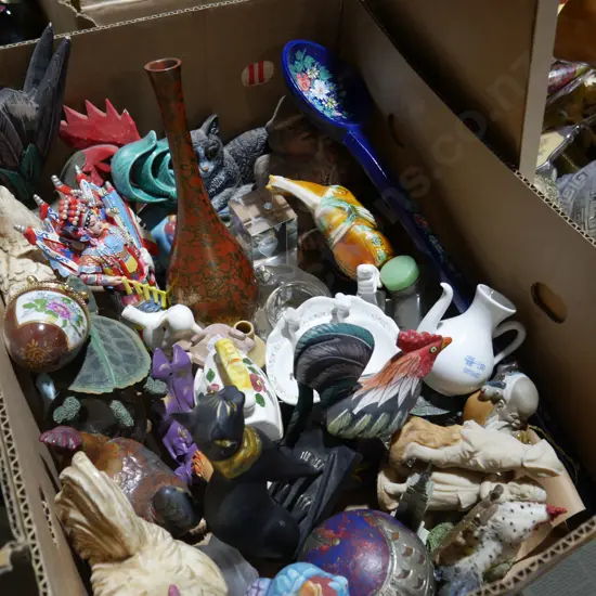 Animal figurines, Oriental glassware etc