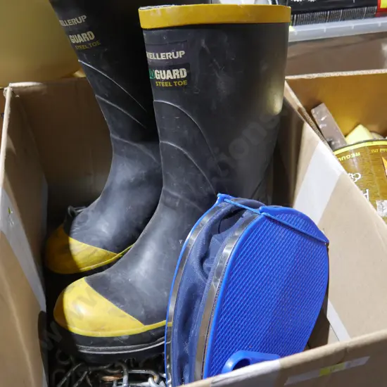 Gumboots size 5 , foot pump , chains