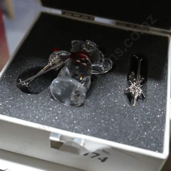 Swarovski Crystal skiing teddy bear in original box