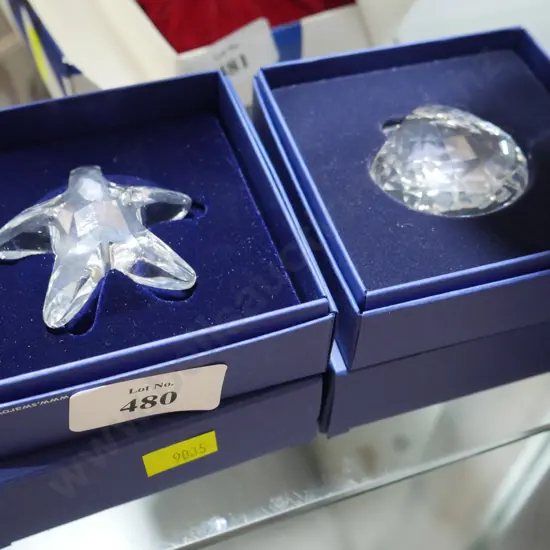 Swarovski Crystal starfish and shell in original case