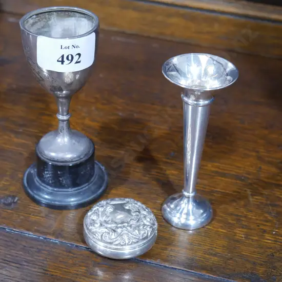 3 pieces sterling silver, vase etc