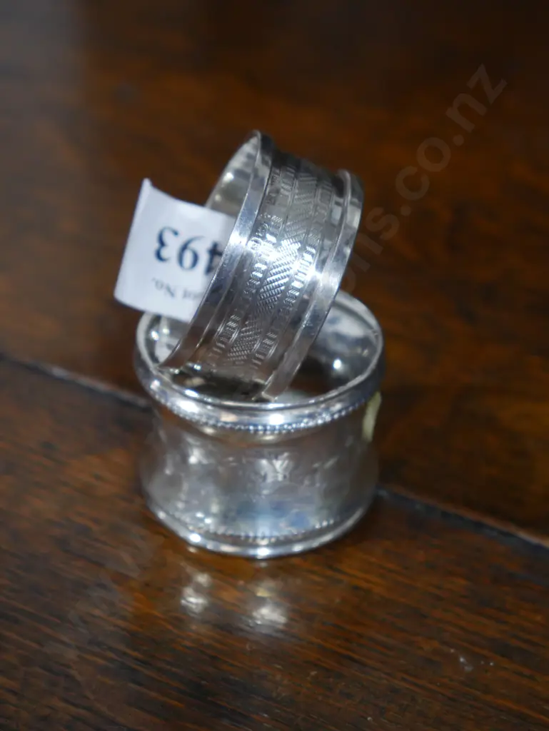 2 Sterling Silver serviette rings Image 1++
