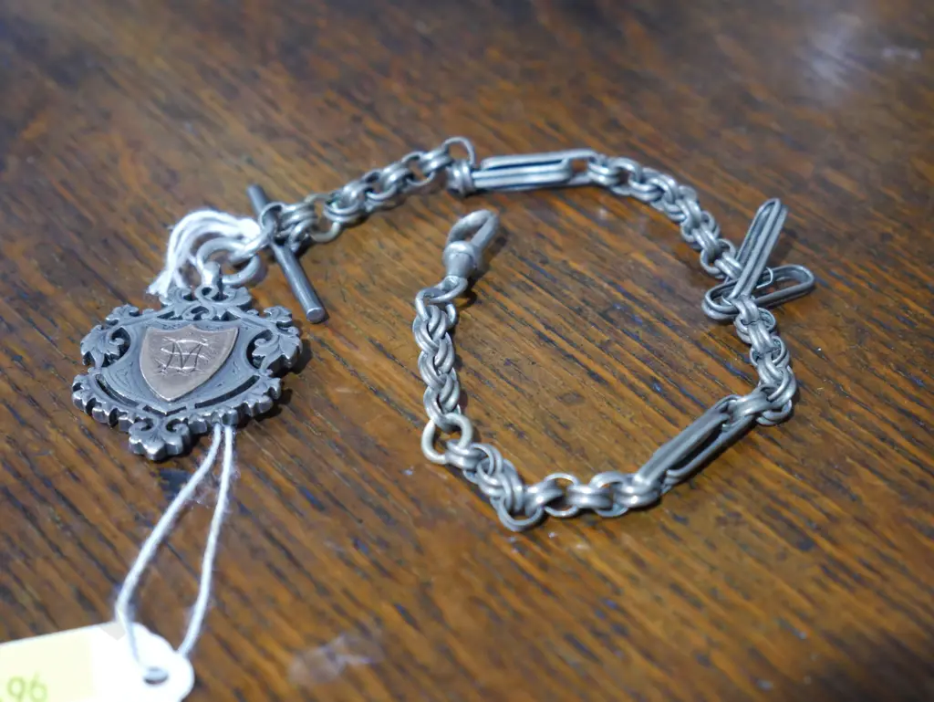 Sterling silver chain & gold/silver medallion Image 1++