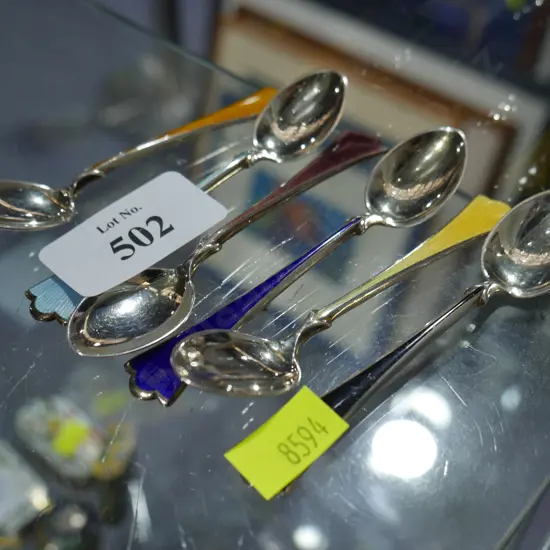 Sterling silver & enamel Norway Theodor teaspoons