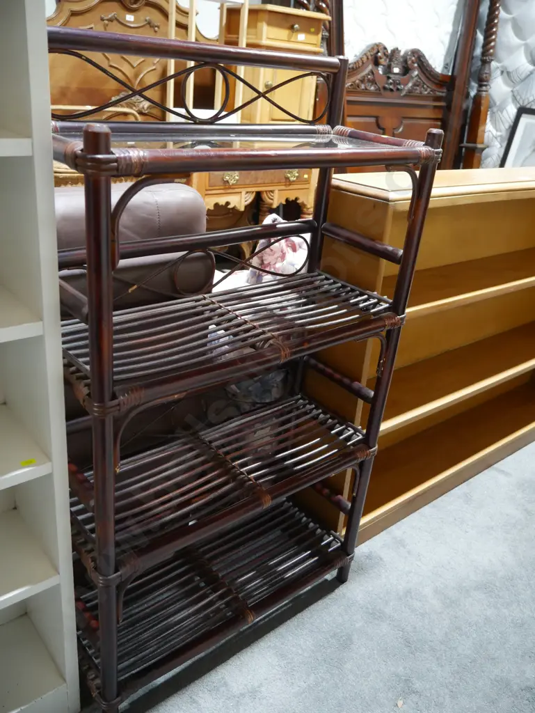 4 tier rattan bookcase Image 1++
