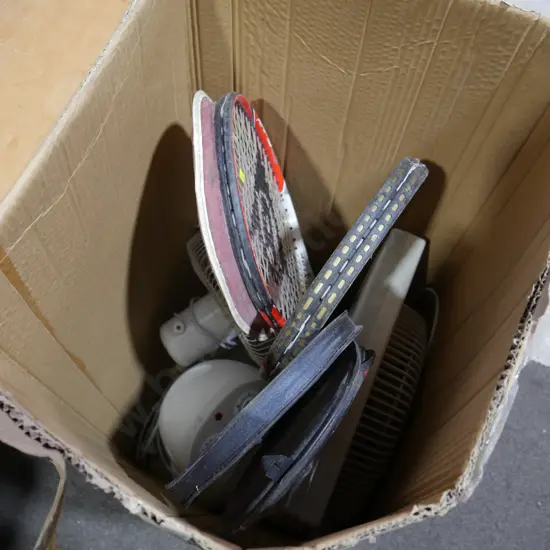 Tennis rackets, fans, heater