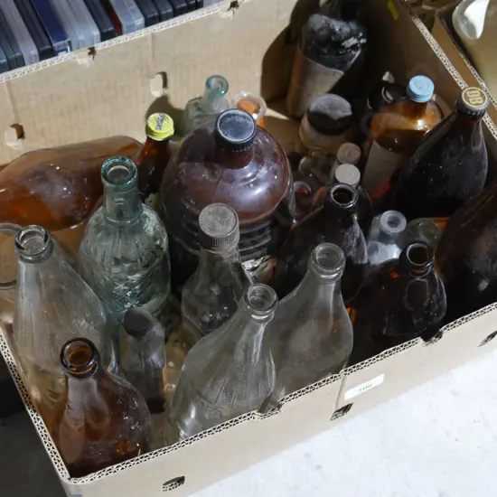 Box of old bottles