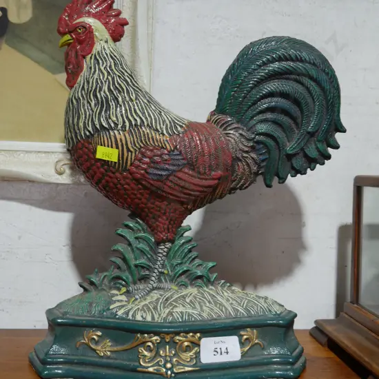 Cast rooster doorstop