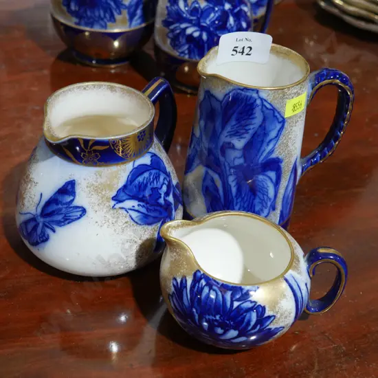 3 Royal Doulton Blue Iris jugs