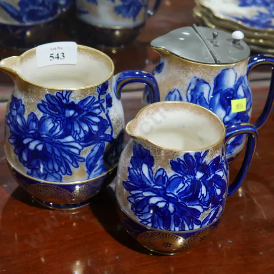 3 Royal Doulton Blue Iris jugs