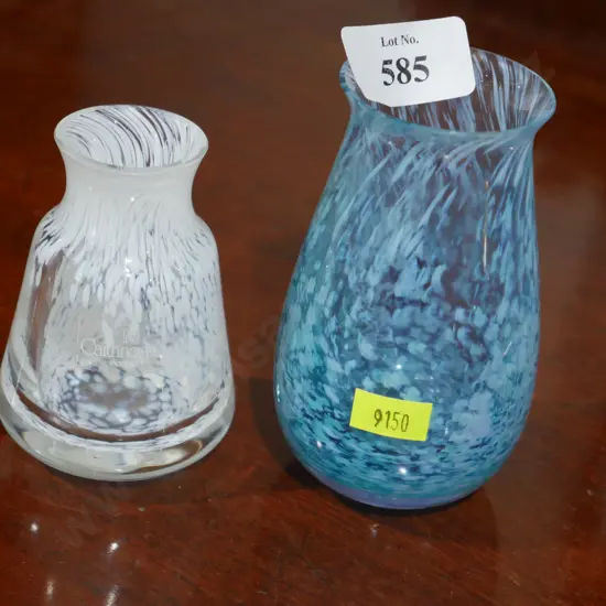 2 art glass vases