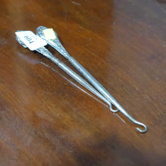 2 Sterling button hooks