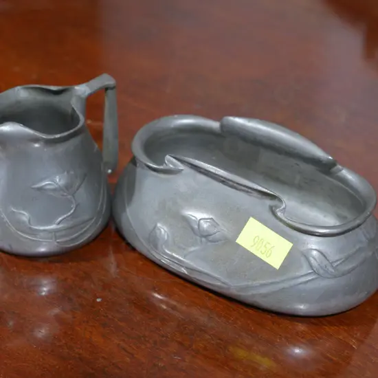 Tudric Pewter jug and dish