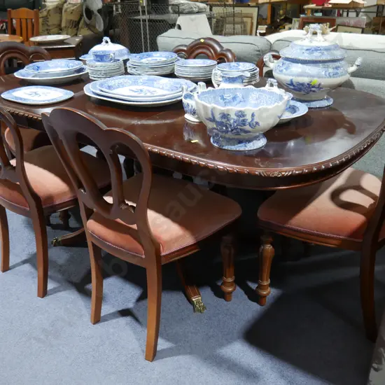Rope edge dining table and 6 chairs