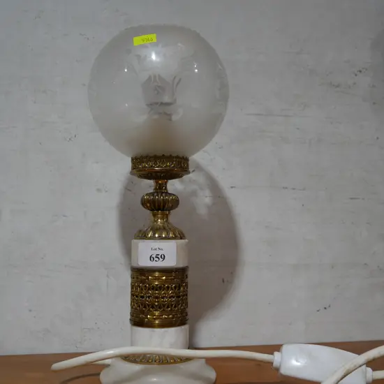 Marble and brass base table lamp