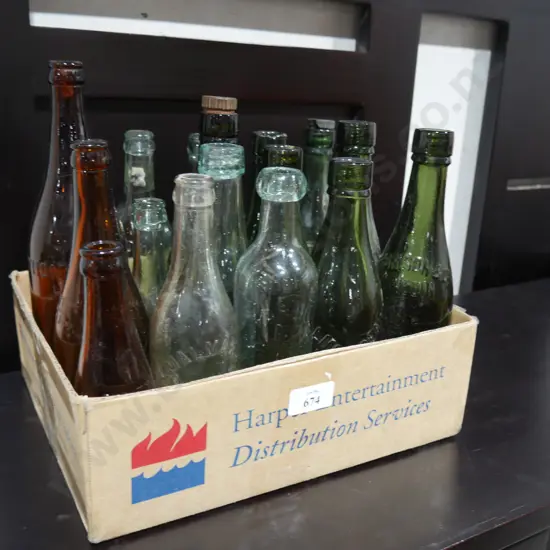 Box of old glass bottles