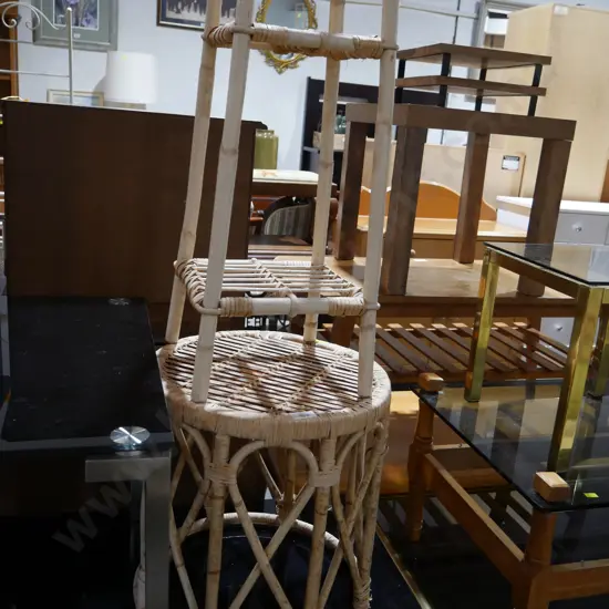 Cane planter stand & side table