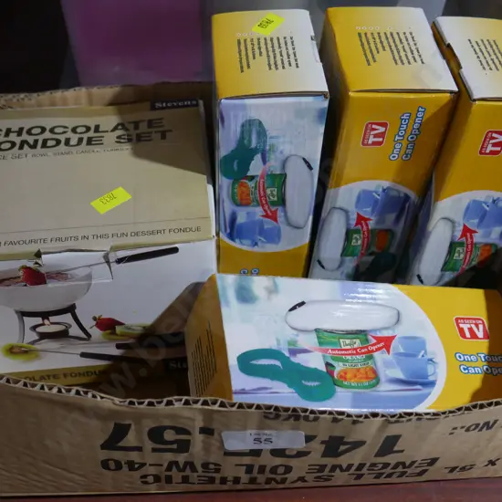 Can openers, fondue set