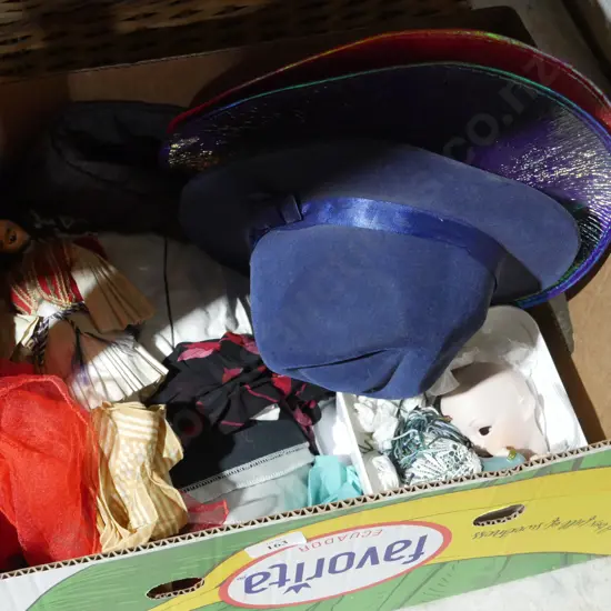 Hats, dolls, linen etc