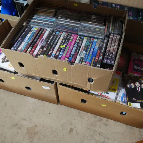 3 boxes of dvds