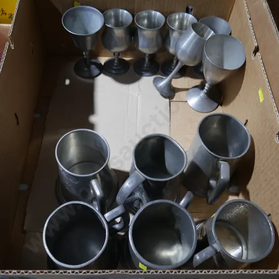Pewter tankards etc