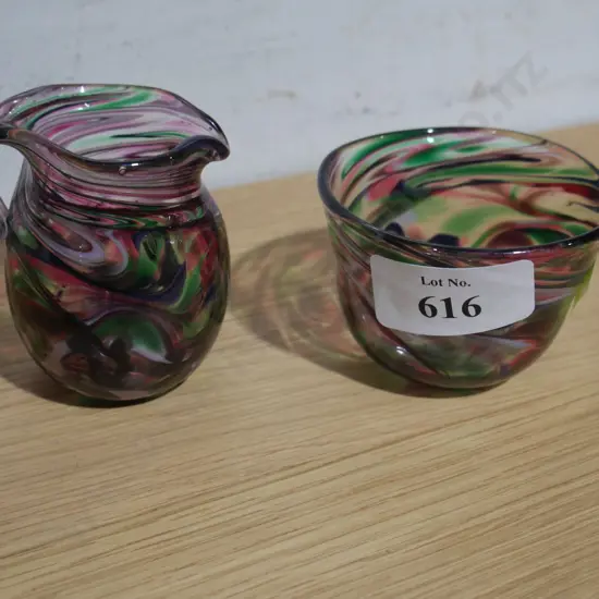 Small glass jug and basin