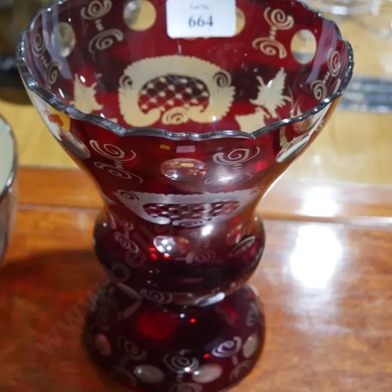 Red glass vase