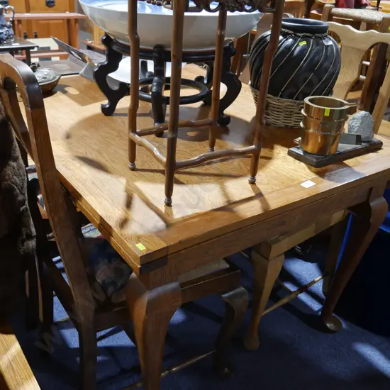 Oak extension dining table and 4 chairs