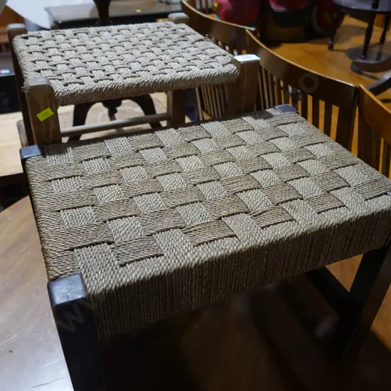2 woven foot stools