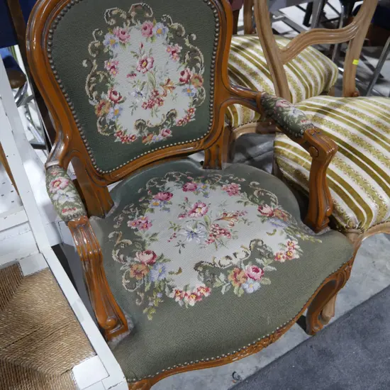 Carved back arm chair