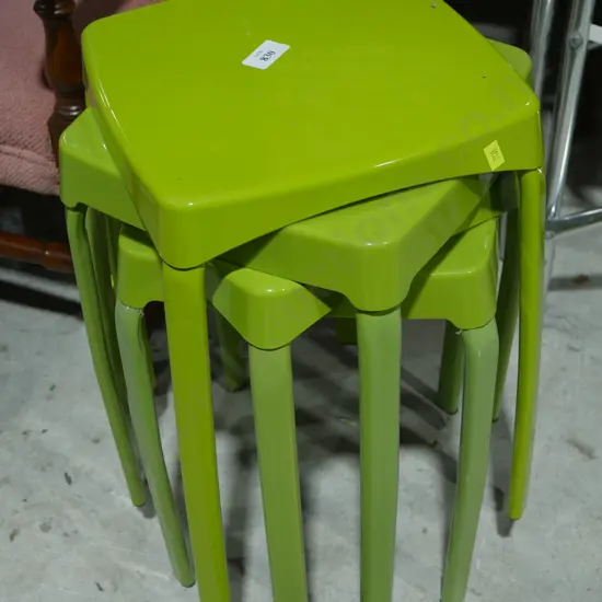 4 green stools