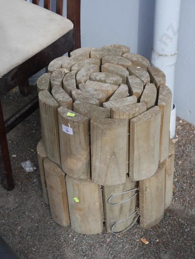 2 rolls wooden garden edging Image 1++