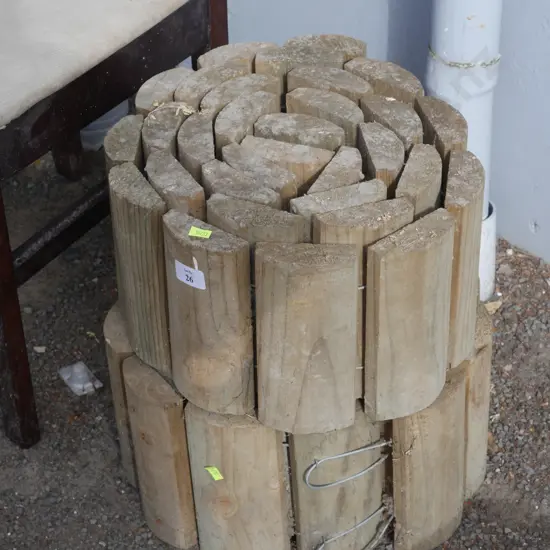 2 rolls wooden garden edging