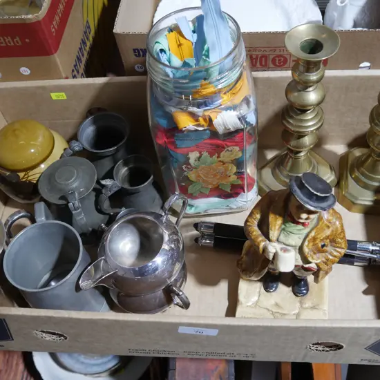 Tankards, candlesticks etc