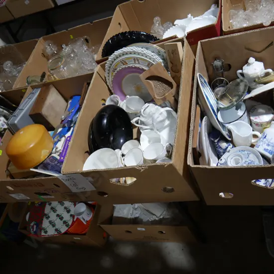 Four boxes of china and ornaments etc