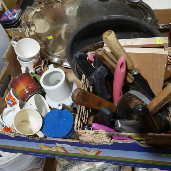 Knives, cups, trays