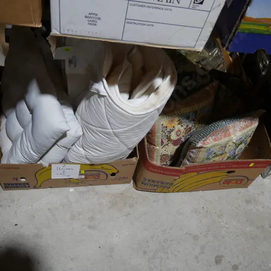 2 boxes cushions etc