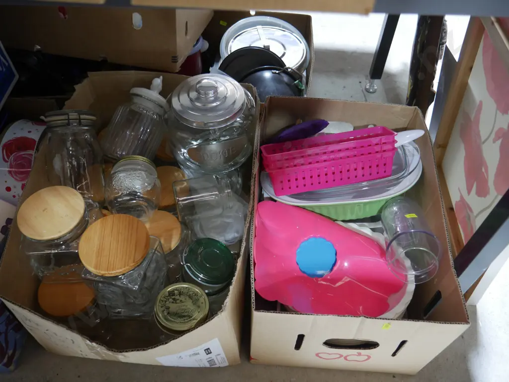 6 boxes tins, jars, plastic containers etc Image 1++