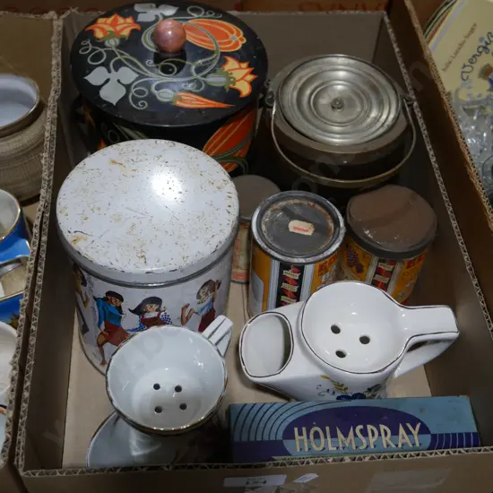 Old tins, shaving mugs