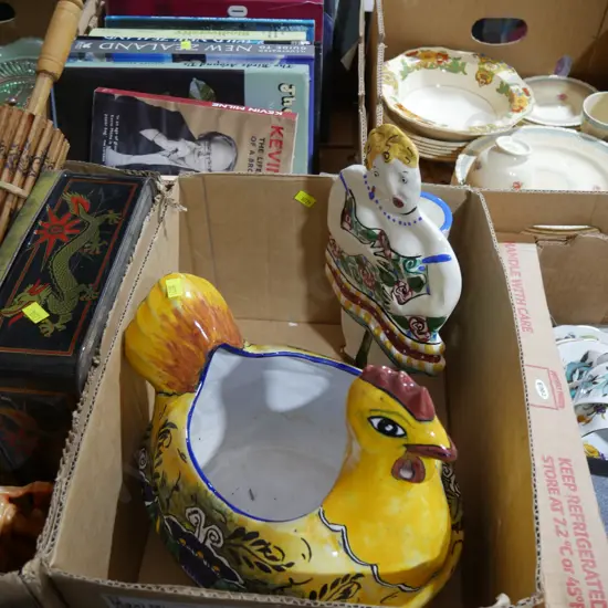 Chicken and lady ornaments