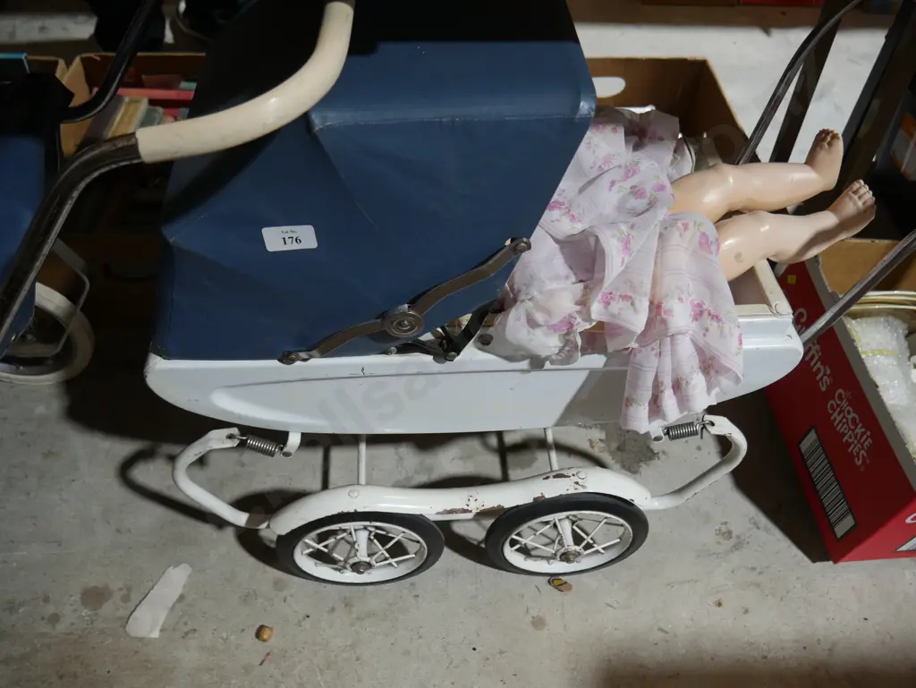 Two vintage doll prams and dolls Image 1++