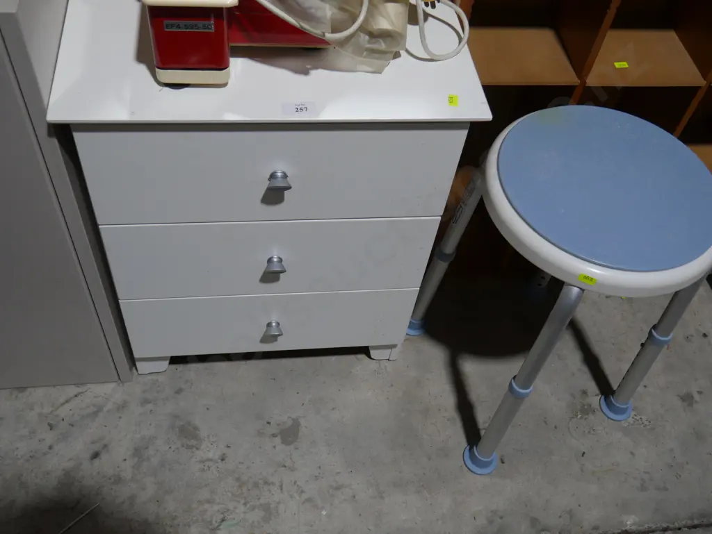 White bedside drawers and stool Image 1++