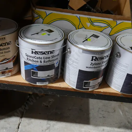 Assorted paint and wood stain