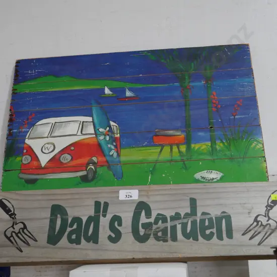 Dad's garden sign and VW picture