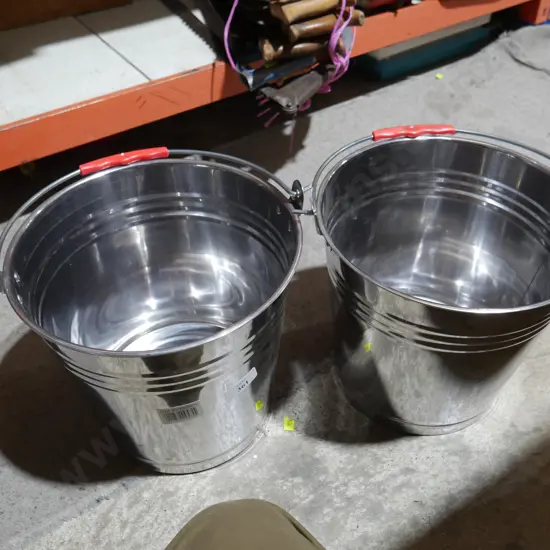 2 stainless buckets