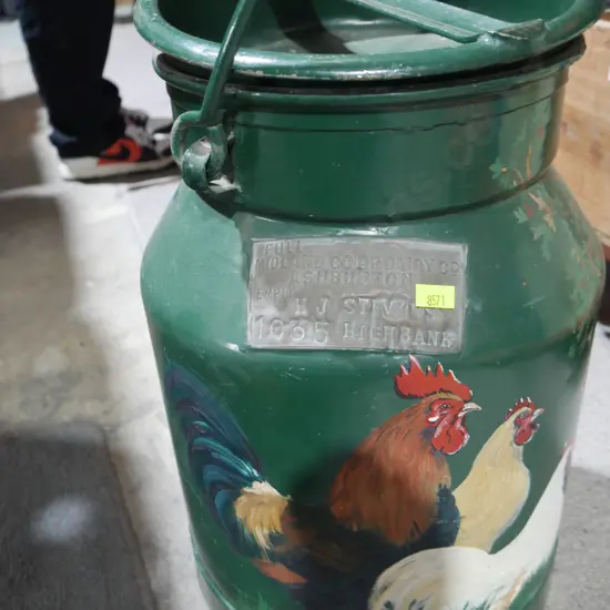 Painted milk can
